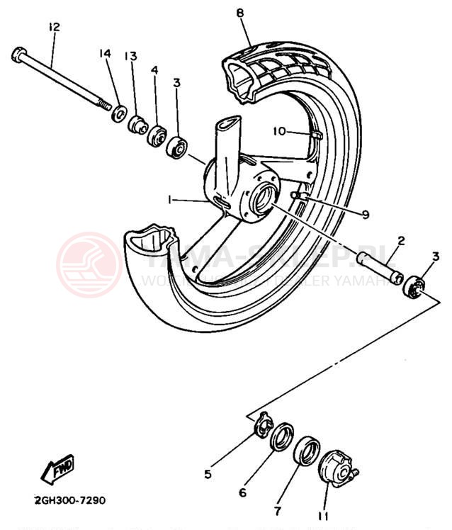 Schemat "Koło przód" do Yamaha FZR750RU