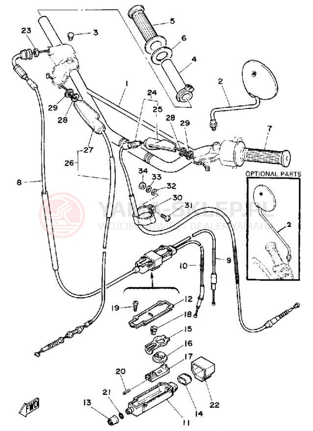 Schemat "Kierownica i osprzęt" do Yamaha DT175G