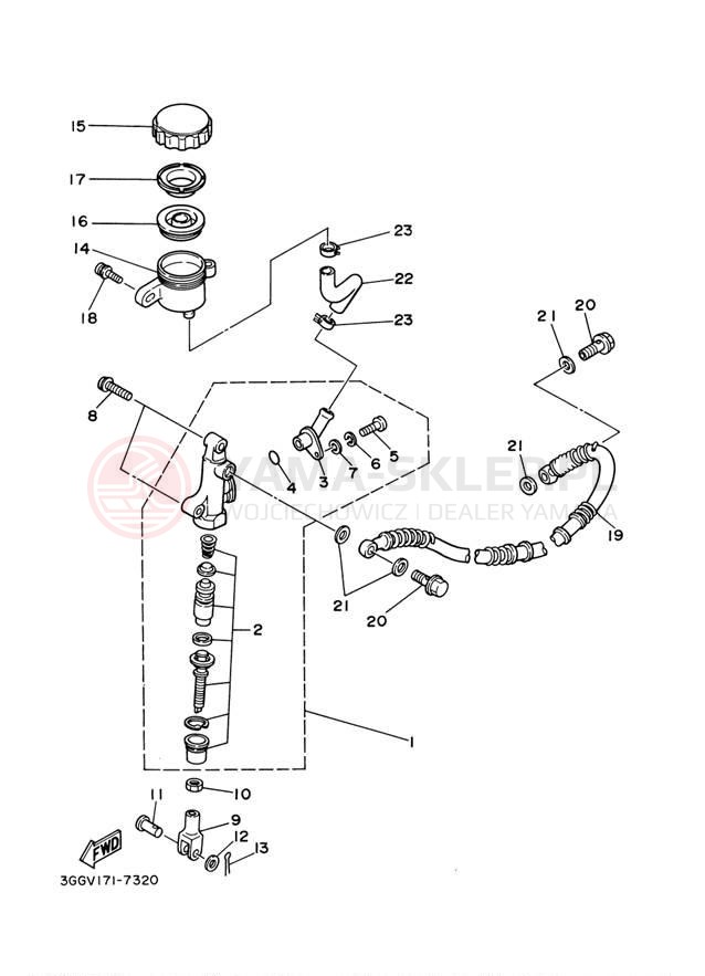 Schemat "Pompa hamulcowa tył" do Yamaha BANSHEE YFZ350N