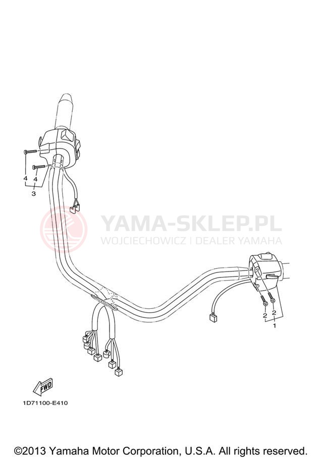 Schemat "Kierownica i osprzęt" do Yamaha STRATOLINER XV19CTV/XV19CTVC