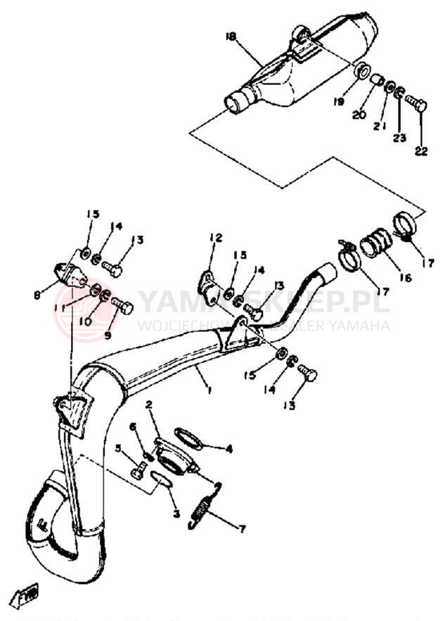 Schemat "Wydech końcowy" do Yamaha YZ400C