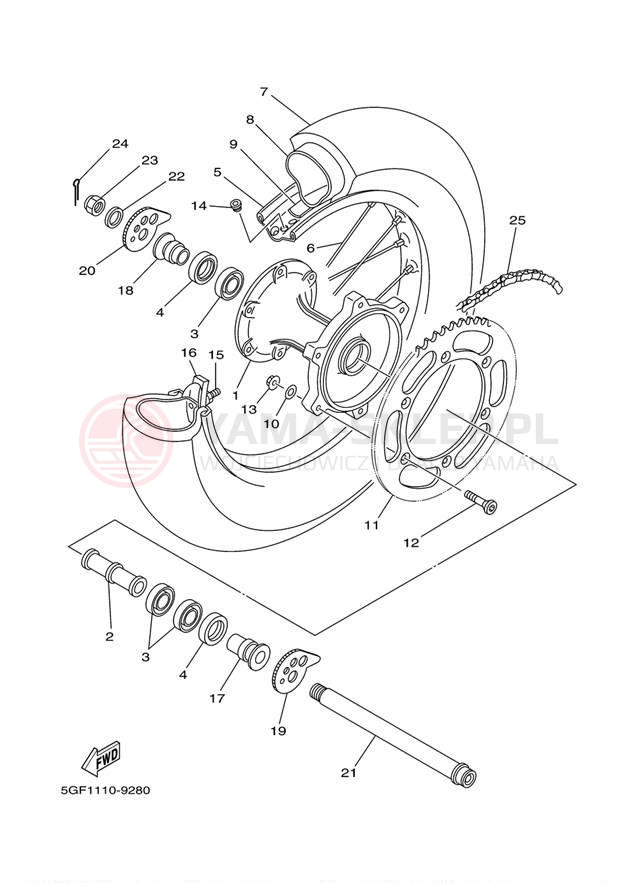 Schemat "Koło tył" do Yamaha TTR250 TTR250M/TTR250MC
