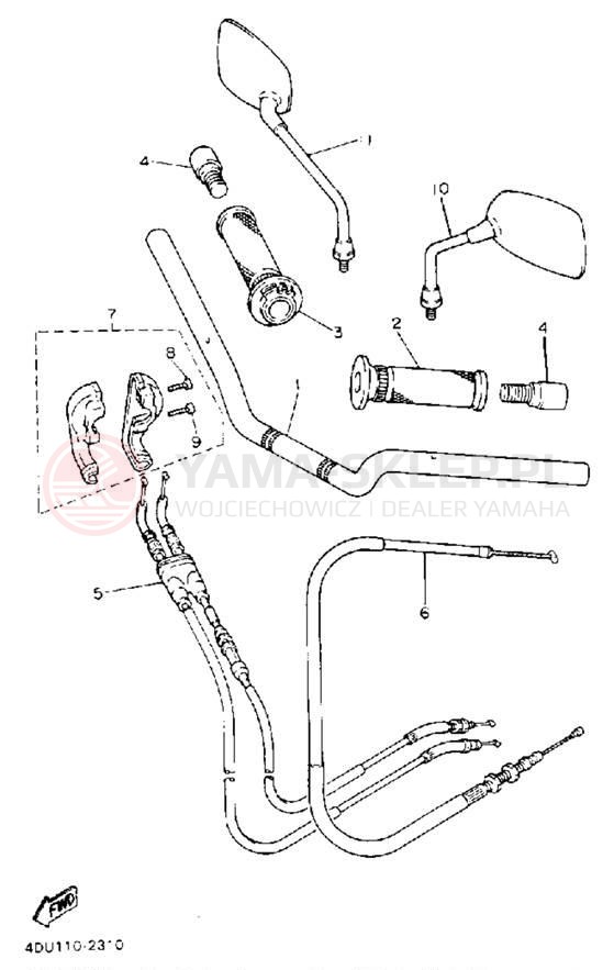 Schemat "Kierownica i osprzęt" do Yamaha SECA II XJ600SE/XJ600SEC