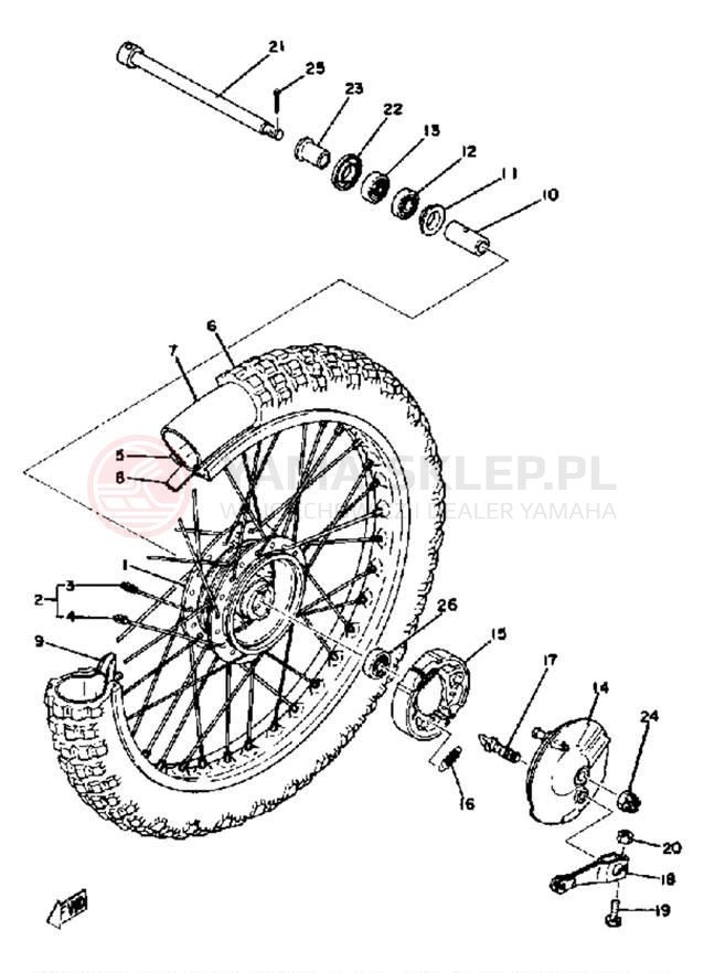 Schemat "Koło przód" do Yamaha YZ100D