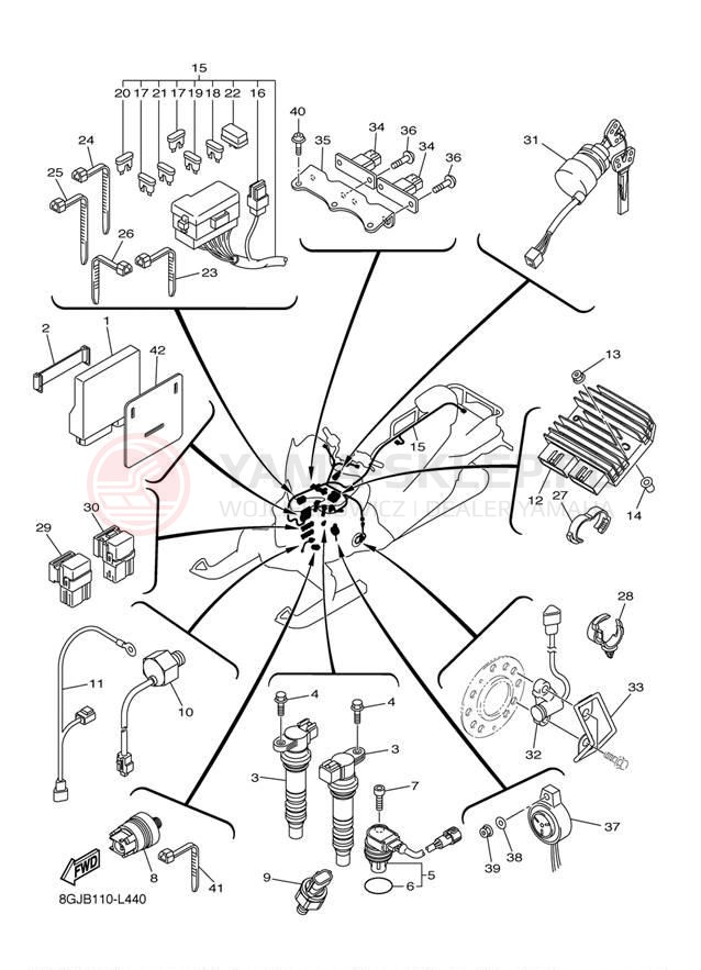 Schemat "układ elektryczny" do Yamaha VENTURE LITE PZ50VTBL