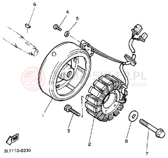 Schemat "prądnica" do Yamaha RADIAN YX600A/YX600AC