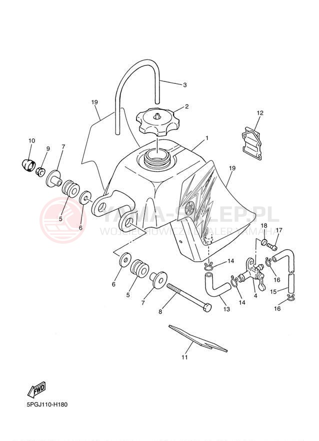 Schemat "zbiornik paliwa" do Yamaha PW50 PW50Y