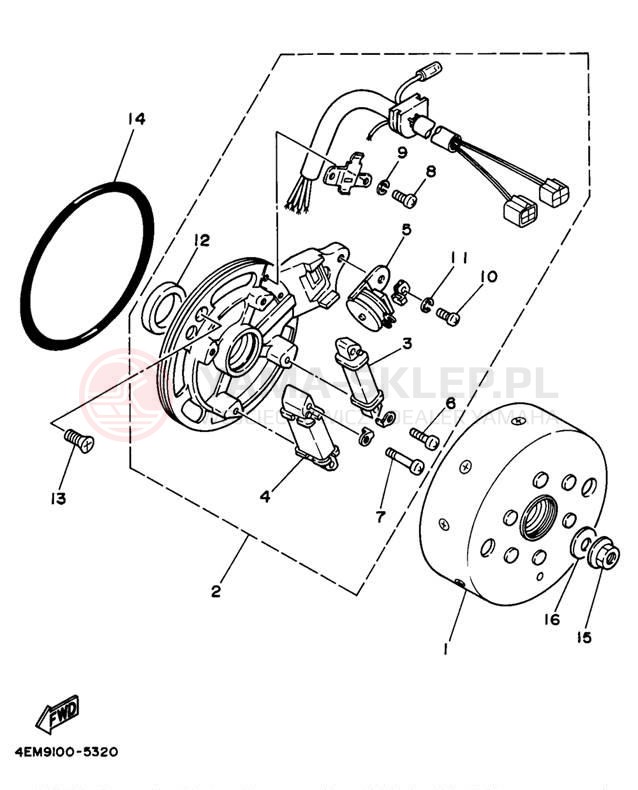 Schemat "prądnica" do Yamaha BADGER YFM80K