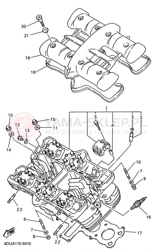 Schemat "głowica" do Yamaha SECA II XJ600SJ/XJ600SJC