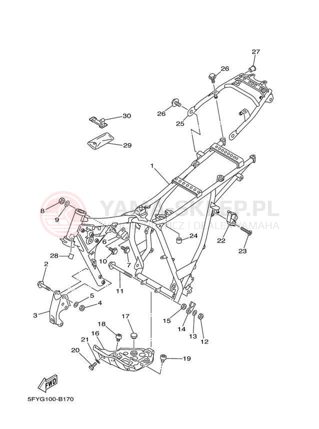 Schemat "rama" do Yamaha TW200 TW200T1C/TW200T1