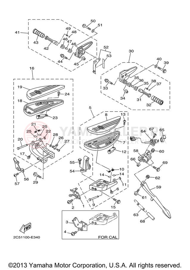 Schemat "Stopka postojowa i podnóżki" do Yamaha STRATOLINER XV19CTV/XV19CTVC