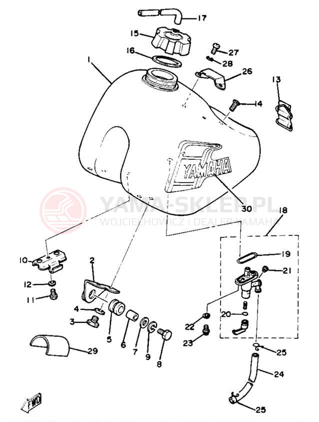 Schemat "zbiornik paliwa" do Yamaha YZ80H