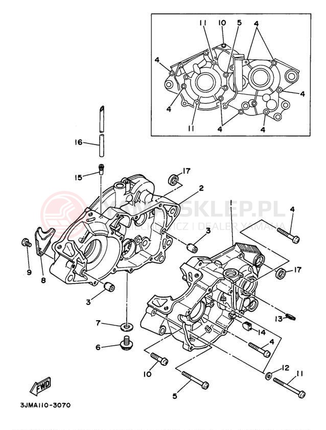 Schemat "Obudowa silnika" do Yamaha BLASTER YFS200K