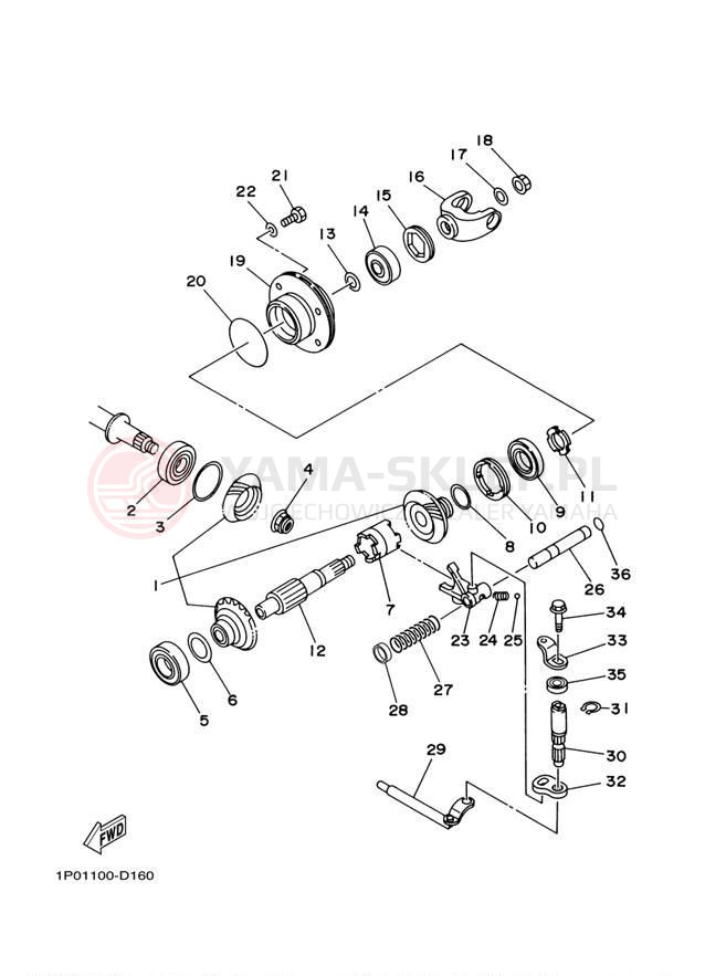 Schemat "Przeniesienie napędu" do Yamaha BRUIN 250 YFM250BT