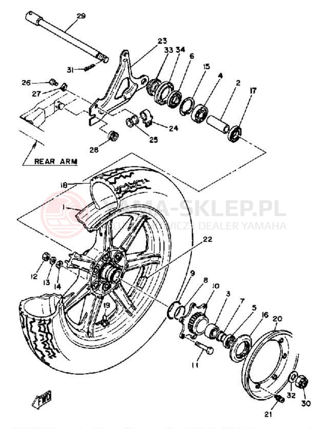 Schemat "Koło tył" do Yamaha XS1100SH