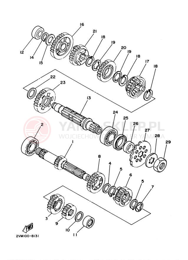 Schemat "Skrzynia biegów " do Yamaha YZ250U