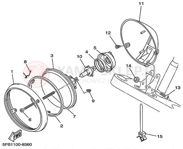 Schemat "Lampa przód" do Yamaha V-STAR CUSTOM XVS650L/XVS650LC