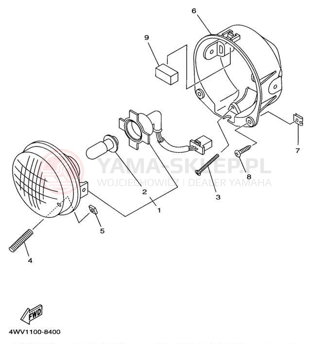 Schemat "Lampa przód" do Yamaha GRIZZLY YFM600FWAK/YFM600FWAK