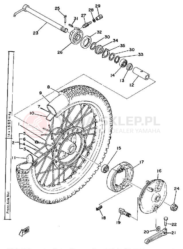 Schemat "Koło przód" do Yamaha IT175F