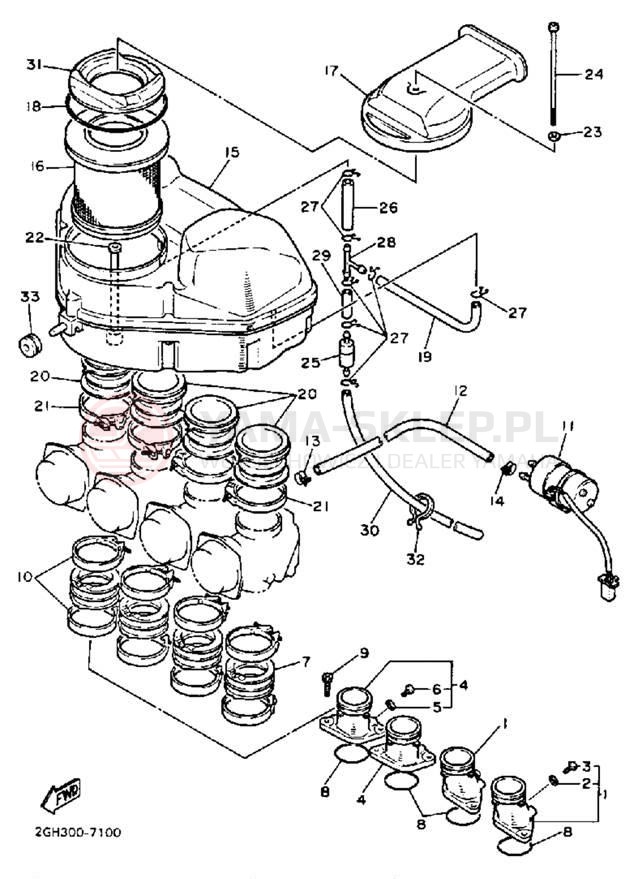 Schemat "Filtr powietrza" do Yamaha FZR1000TC/FZR1000T