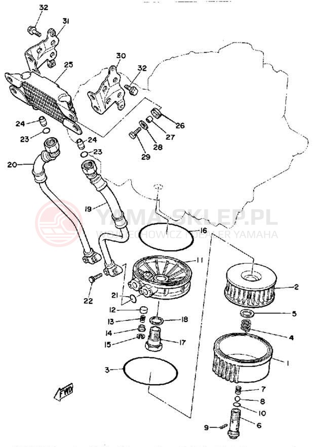 Schemat "Chłodnica oleju" do Yamaha XS850SG