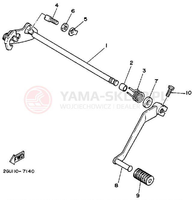 Schemat "Dźwignia zmiany biegów, wałek" do Yamaha BANSHEE YFZ350A