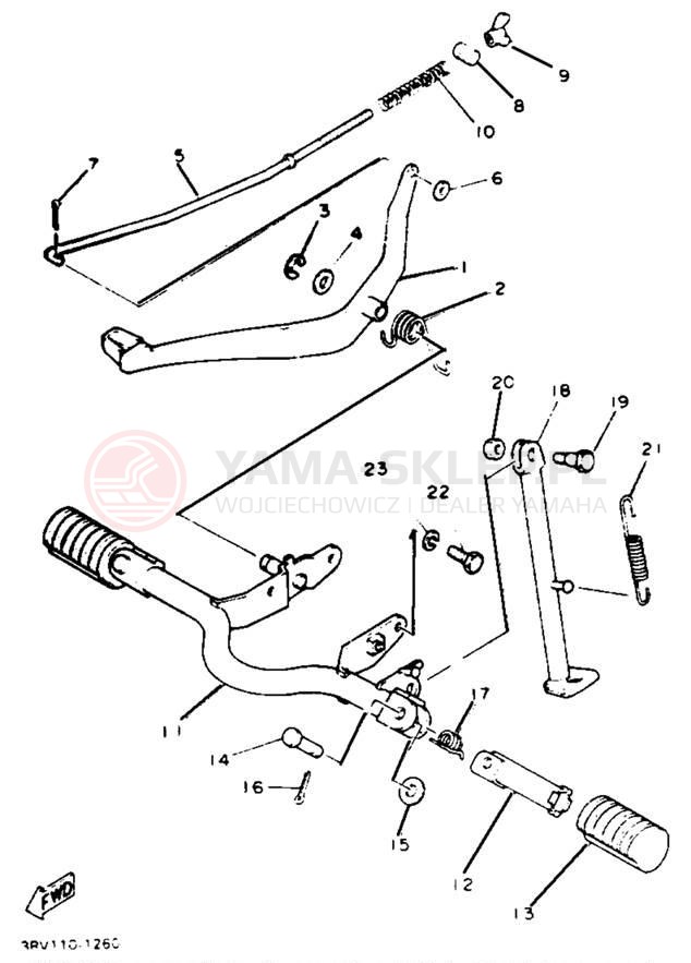 Schemat "Stopka postojowa i podnóżki" do Yamaha Y-ZINGER PW80E