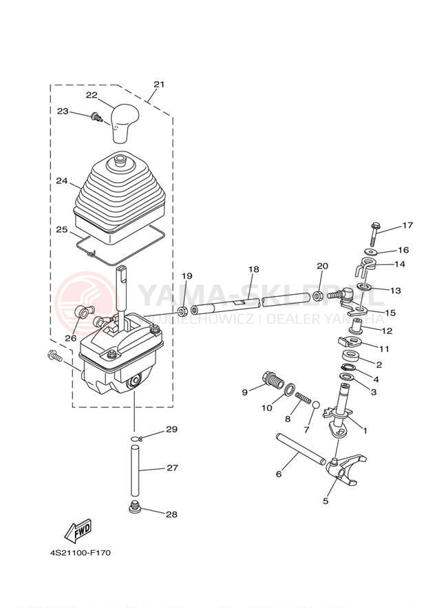 Schemat "Dźwignia zmiany biegów, wałek" do Yamaha GRIZZLY 350 IRS YFM35FGIW