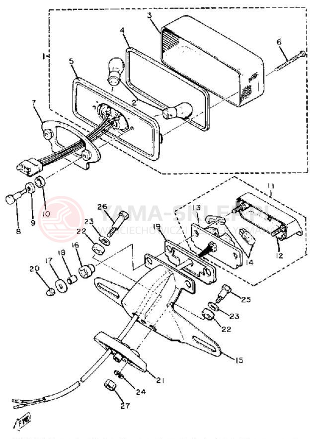 Schemat "lampa tył" do Yamaha XS400SG