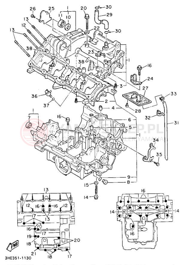 Schemat "Obudowa silnika" do Yamaha FZR600RBC