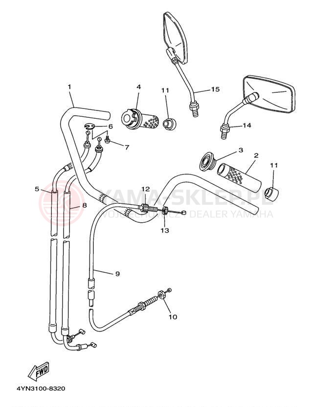 Schemat "Kierownica i osprzęt" do Yamaha VIRAGO 535 XV535K/XV535KC