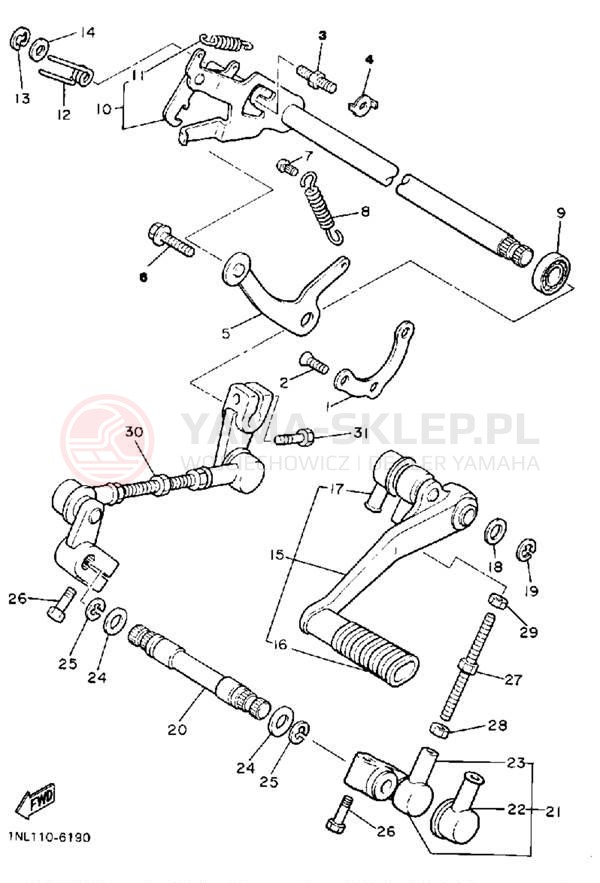 Schemat "Dźwignia zmiany biegów, wałek" do Yamaha XVZ13DT/XVZ13DTC
