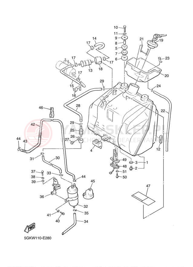 Schemat "zbiornik paliwa" do Yamaha V-MAX CA VMX12W1C/VMX12W1