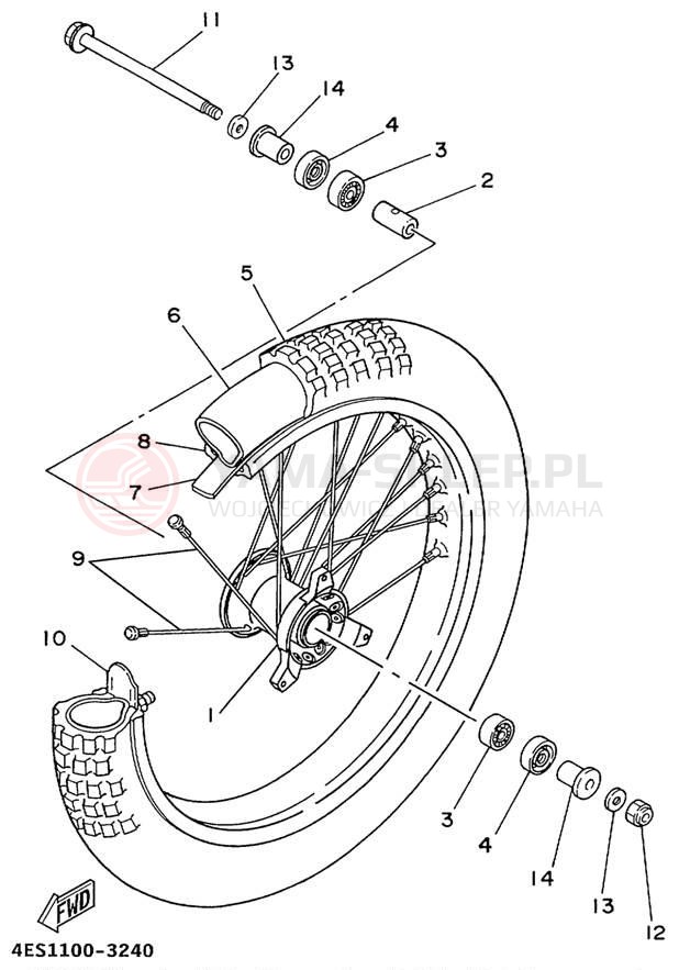 Schemat "Koło przód" do Yamaha YZ80 YZ80L