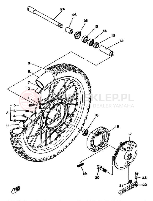 Schemat "Koło przód" do Yamaha YZ400C
