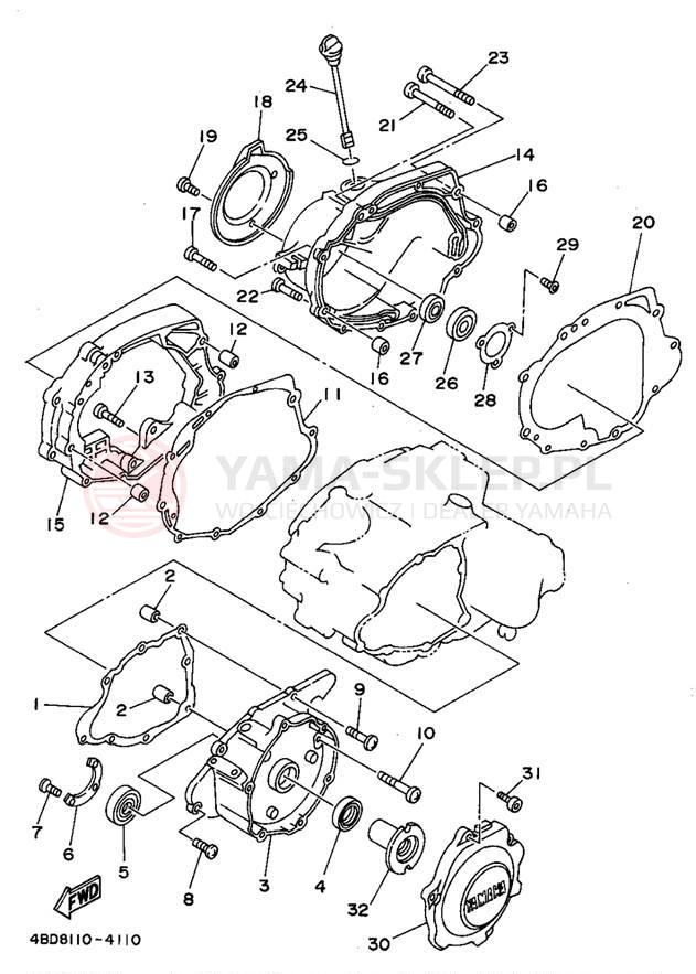 Schemat "Pokrywa silnika" do Yamaha TIMBERWOLF 2WD YFB250F