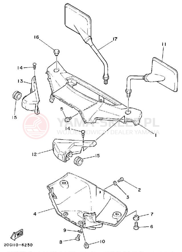 Schemat "elementy nadwozia" do Yamaha RIVA 50 CA50S