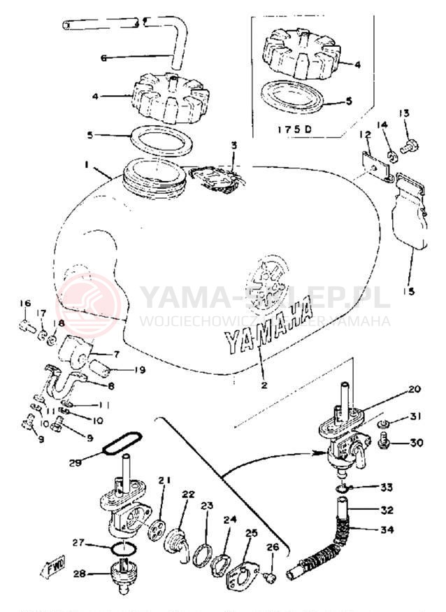 Schemat "zbiornik paliwa" do Yamaha IT175E