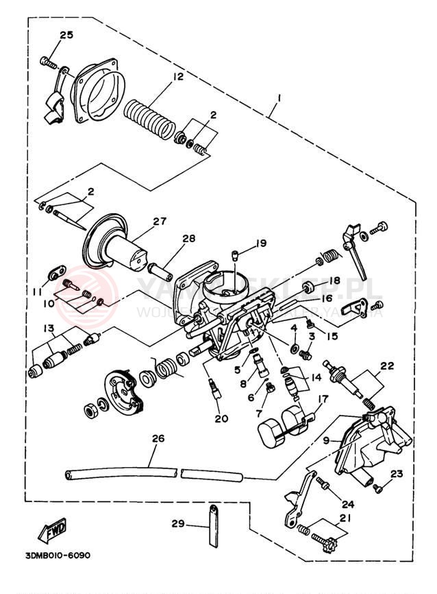 Schemat "Gaźnik" do Yamaha VIRAGO 250 XV250N/XV250NC