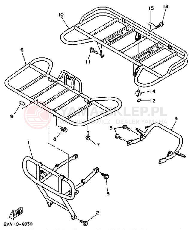 Schemat "osłona / stelaż" do Yamaha MOTO-4 YFM350ERU