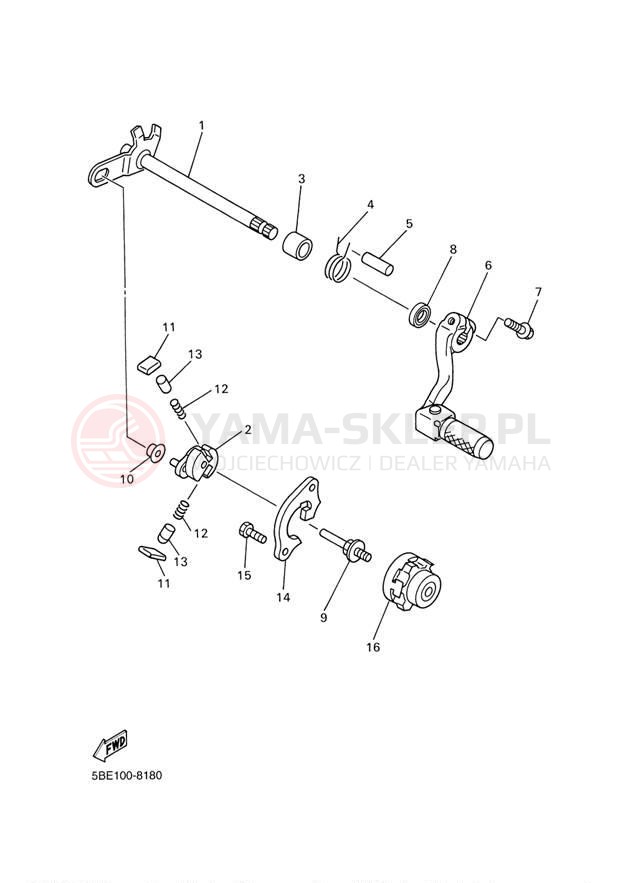 Schemat "Dźwignia zmiany biegów, wałek" do Yamaha YZ426F YZ426FP