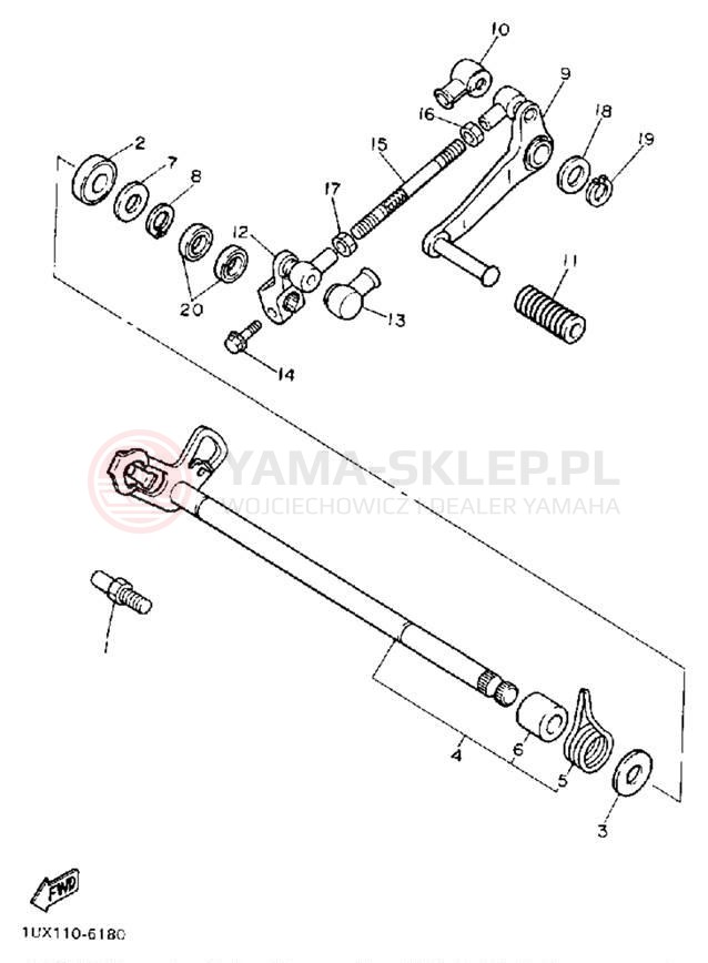 Schemat "Dźwignia zmiany biegów, wałek" do Yamaha FJ1200ADC/FJ1200AD