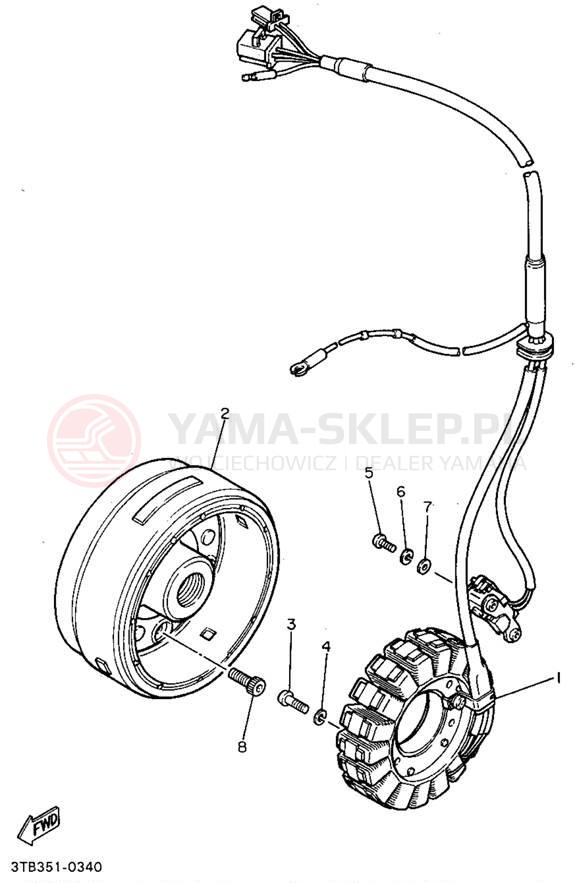 Schemat "prądnica" do Yamaha XT600EG/XT600EGC