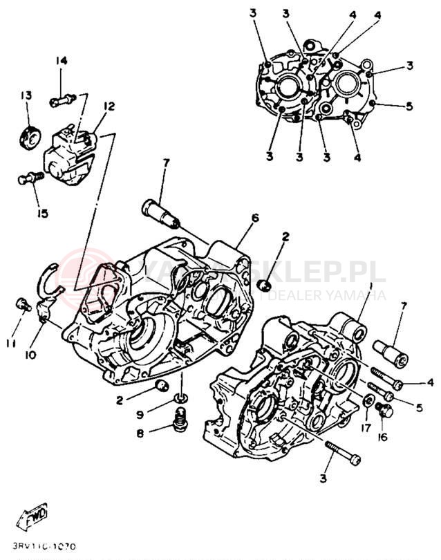 Schemat "Obudowa silnika" do Yamaha Y-ZINGER PW80B