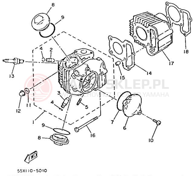 Schemat "cylinder" do Yamaha BADGER YFM80N