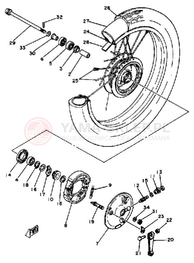 Schemat "Koło przód" do Yamaha SR185H