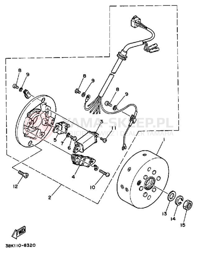 Schemat "prądnica" do Yamaha ENDURO DT50U/DT50L/DT50LC