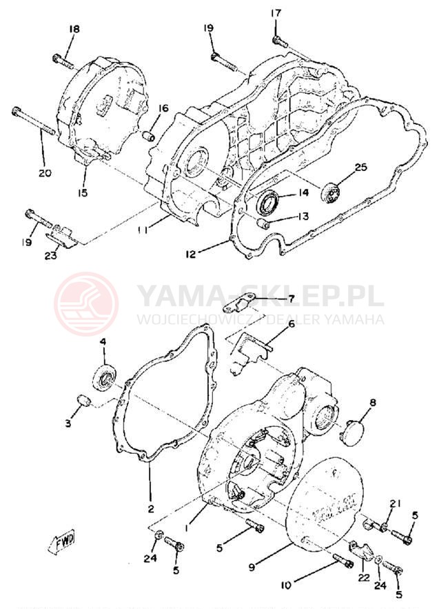 Schemat "Pokrywa silnika" do Yamaha XS750F