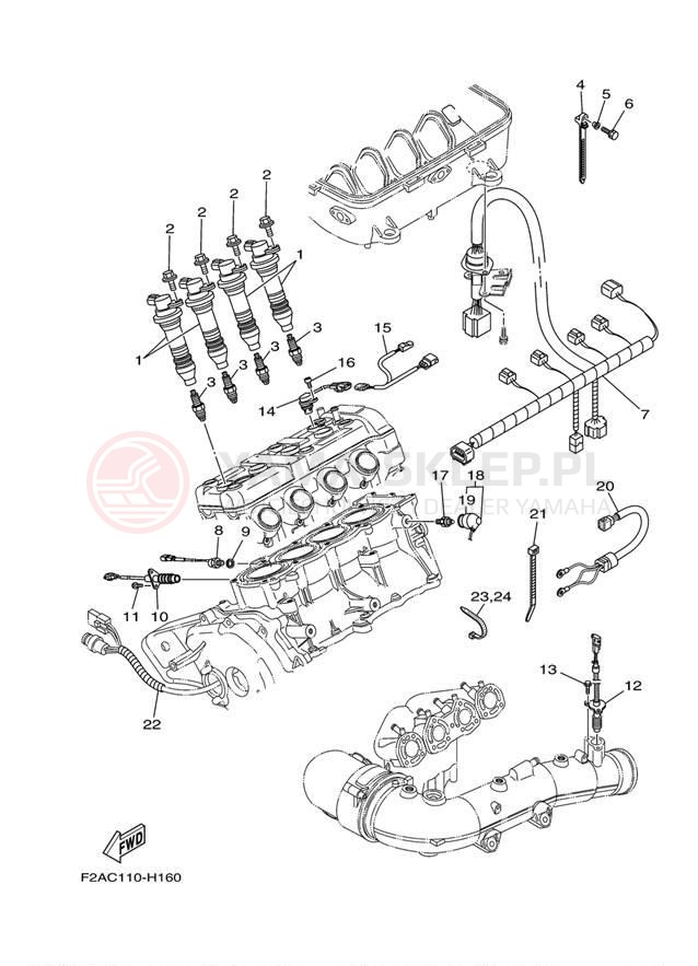 Schemat "układ elektryczny" do Yamaha 232 LIMITED S SXT1100GH