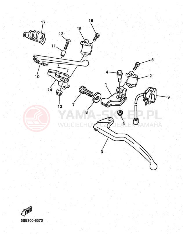 Schemat "Kierownica i osprzęt" do Yamaha YZ400 YZ400FK